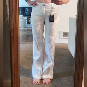 NYDJ linen trouser pants, optic white